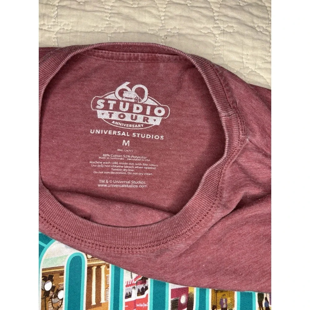 Universal Studios Tour TShirt Mens M Burgundy Excellent 60th Anniversary Graphic